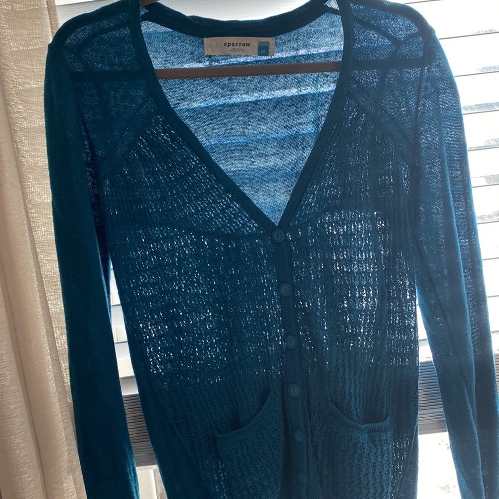 Anthropologie SPARROW teal sweeter cardigan - Picture 4 of 4